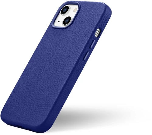 iCarer Litchi Premium Leather Case iPhone 14 Plus Magnetic Leather Case with MagSafe Dark Blue (WMI14220711-DB)