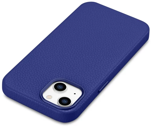 iCarer Litchi Premium Leather Case iPhone 14 Plus Magnetic Leather Case with MagSafe Dark Blue (WMI14220711-DB)