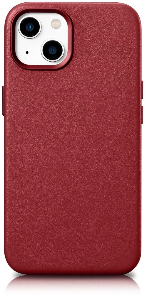 iCarer Case Leather case cover made of natural leather for iPhone 14 Plus red (compatible with MagSafe)