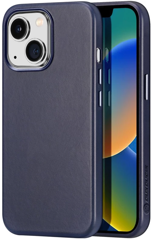 Dux Ducis Naples case for iPhone 14 Plus magnetic leather case MagSafe blue