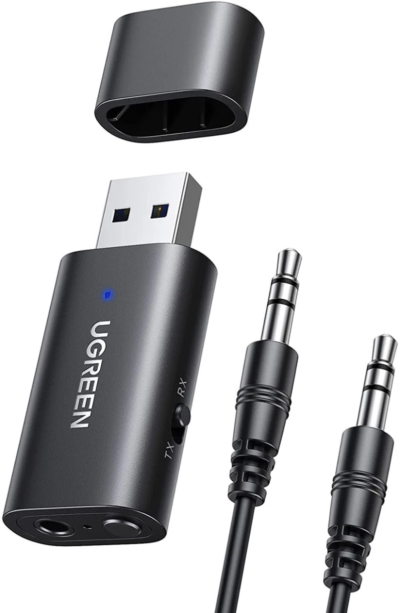 Ugreen transmitter transmitter / receiver Bluetooth 5.0 wireless audio adapter 3.5mm mini jack black (CM523 60300)