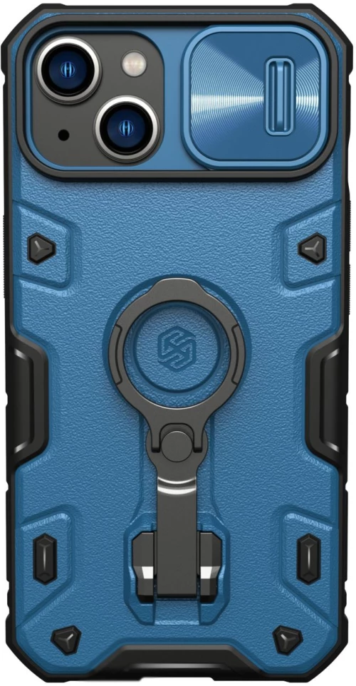 Nillkin CamShield Armor Pro Case Cover iPhone 14 Plus Armor Cover with Camera Cover Ring Stand Blue