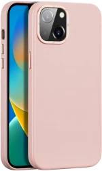 Dux Ducis Grit Leather Case for iPhone 14 Elegant Faux Leather Cover (MagSafe Compatible) Pink