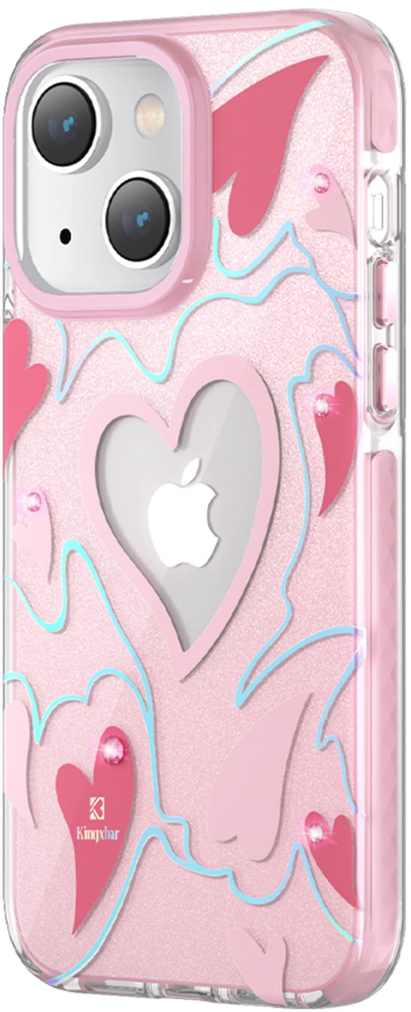 Kingxbar Heart Star Series case for iPhone 14 Plus cover back cover pink heart