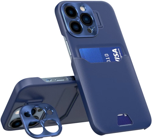 Leather Stand Case for Samsung Galaxy S23+ cover card wallet with stand blue