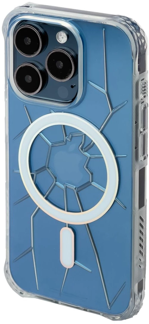 MagSafe Kingxbar PQY Crack Series Silicone Case for iPhone 15 Pro - Transparent