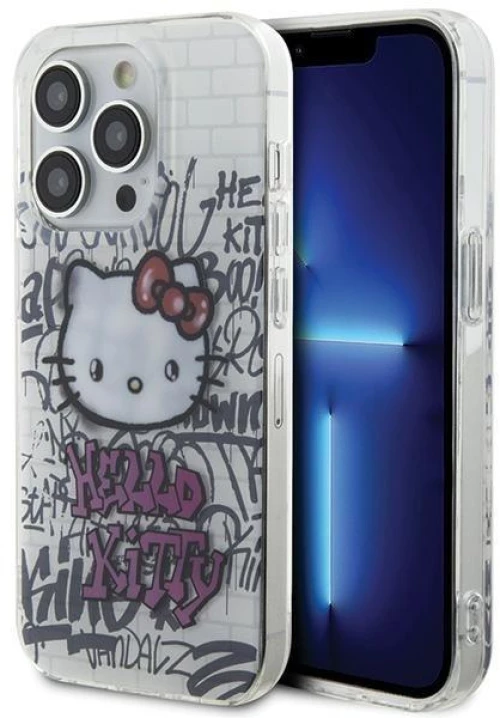 Hello Kitty IML Kitty On Bricks Graffiti case for iPhone 15 Pro - white