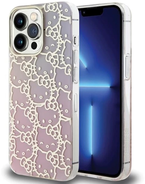 Hello Kitty IML Gradient Electrop Crowded Kitty Head Case for iPhone 15 Pro Max - Pink