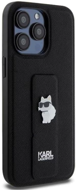 Karl Lagerfeld Gripstand Saffiano Choupette Pins Case for iPhone 13 Pro / 13 - Black