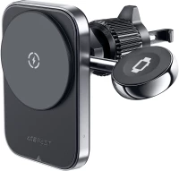 Acefast D18 car holder with MagSafe / Qi inductive charger + USB-A USB-C cable - black