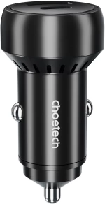 Choetech TC0014 USB-C USB-A PD 60W car charger with LED backlight - black