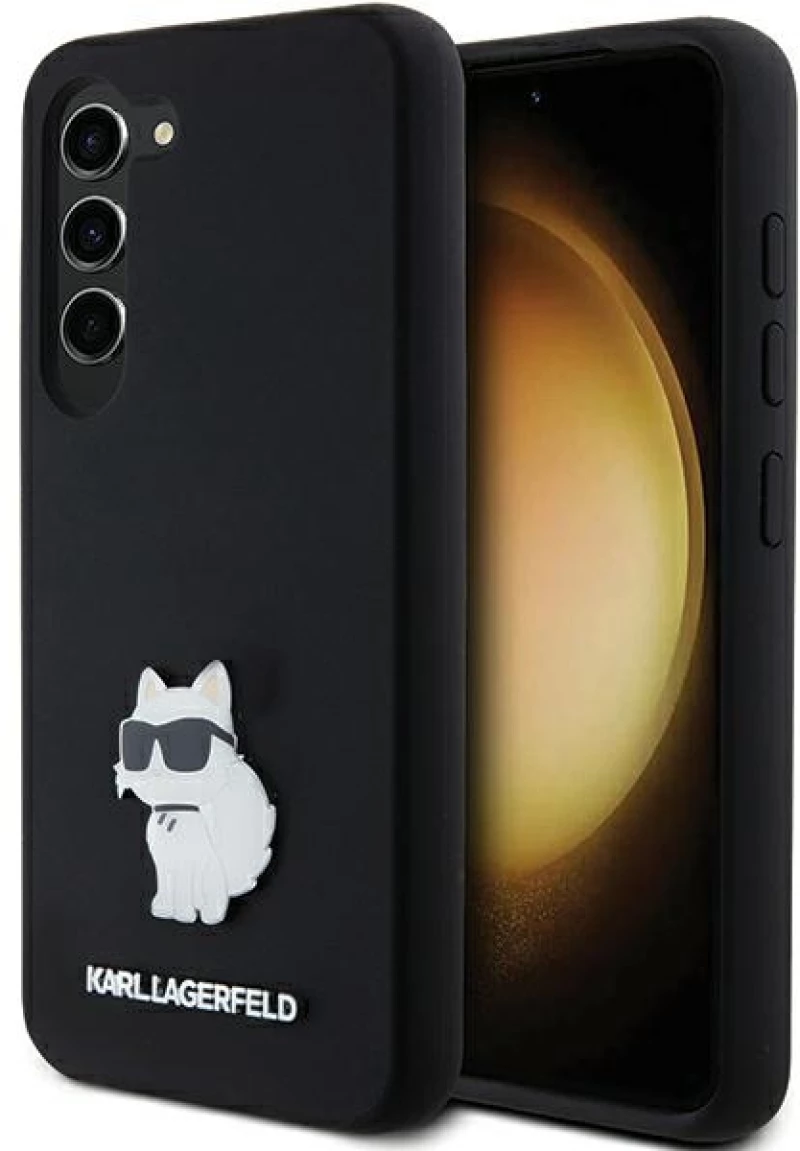 Karl Lagerfeld Silicone Choupette Metal Pin case for Samsung Galaxy S23 - black