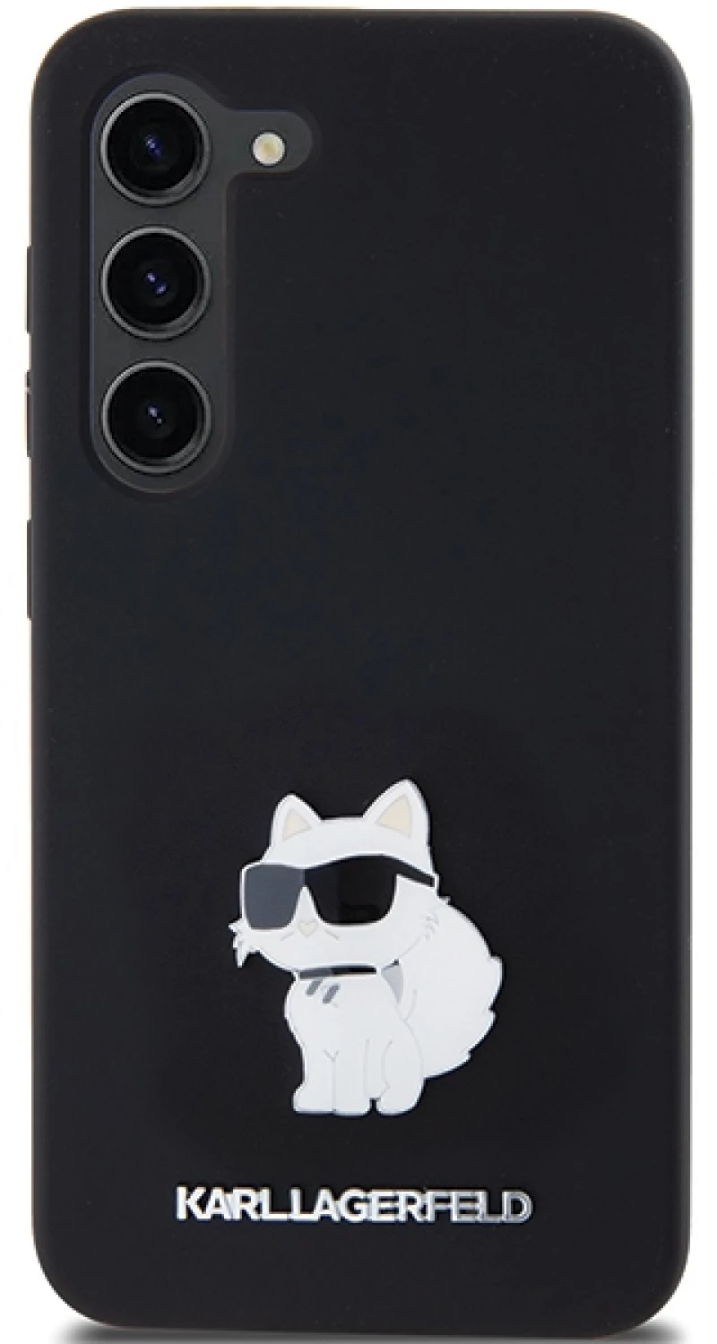 Karl Lagerfeld Silicone Choupette Metal Pin case for Samsung Galaxy S23 - black