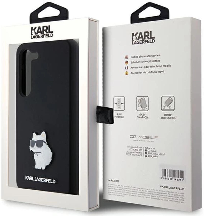 Karl Lagerfeld Silicone Choupette Metal Pin case for Samsung Galaxy S23 - black