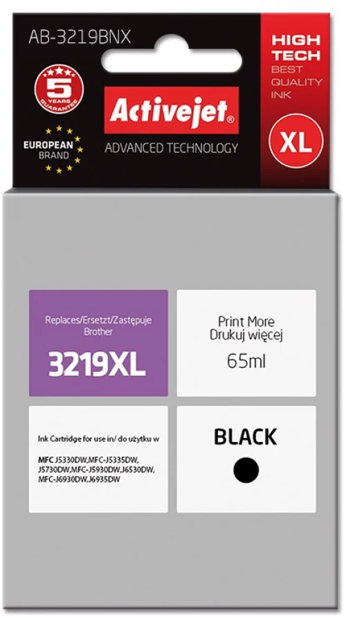 Activejet AB-3219Bk ink for Brother printer; Brother LC3219Bk replacement; Supreme; 65 ml; black