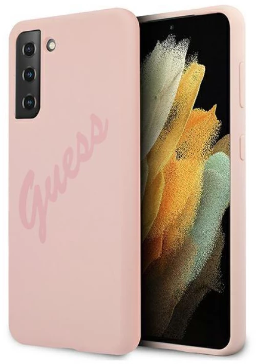 Guess GUHCS21MLSVSPI S21 + G996 pink / pink hardcase Script Vintage