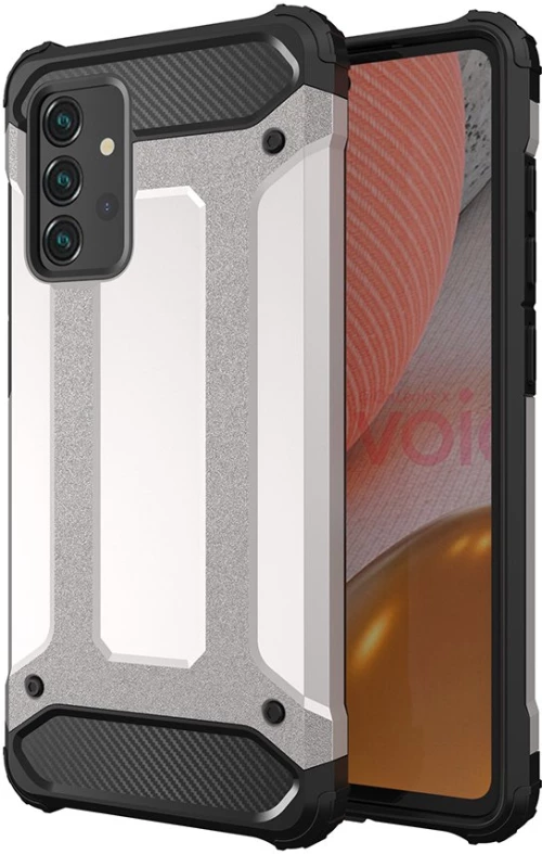 Hybrid Armor Case Tough Rugged Cover for Samsung Galaxy A72 4G silver