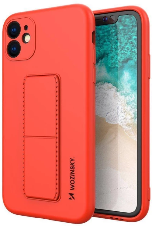 Wozinsky Kickstand Case Silicone Stand Cover for Xiaomi Redmi 10X 4G / Xiaomi Redmi Note 9 Red