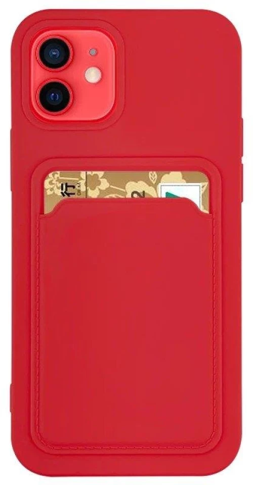 Card Case silicone wallet case with card holder documents for Samsung Galaxy A42 5G red