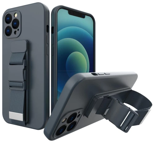 Rope case gel TPU airbag case cover with lanyard for Samsung Galaxy A32 5G navy blue