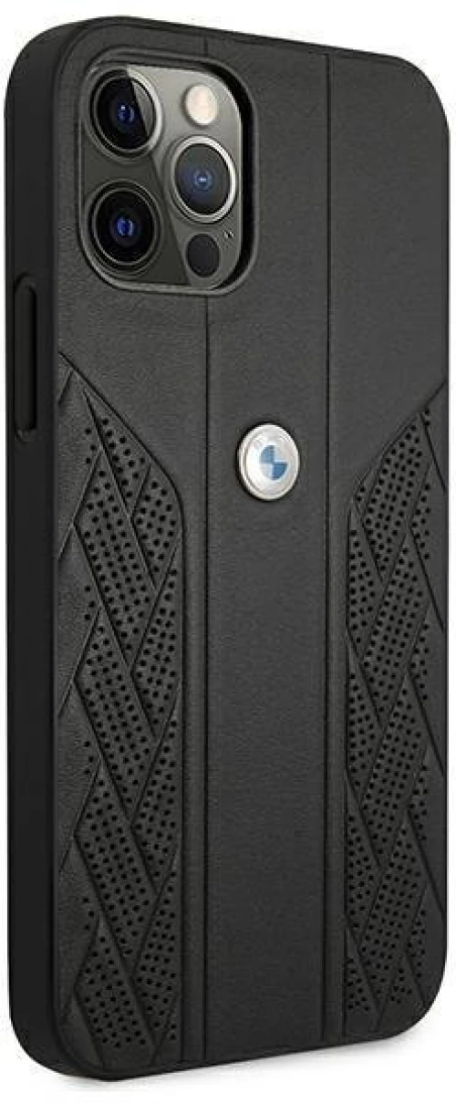 Case BMW BMHCP12LRSPPK iPhone 12 Pro Max 6.7 black / black hardcase Leather Curve Perforate