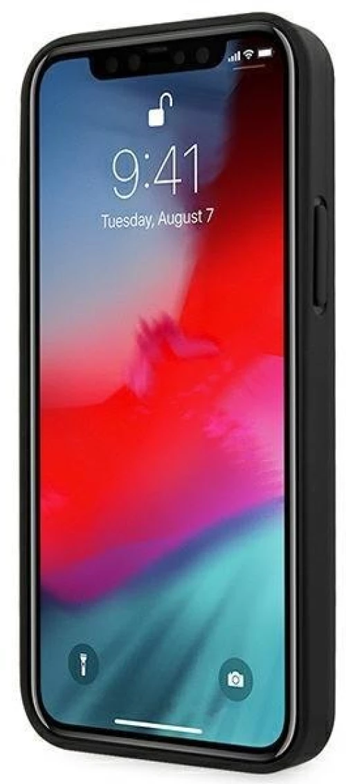 Case BMW BMHCP12LRSPPK iPhone 12 Pro Max 6.7 black / black hardcase Leather Curve Perforate