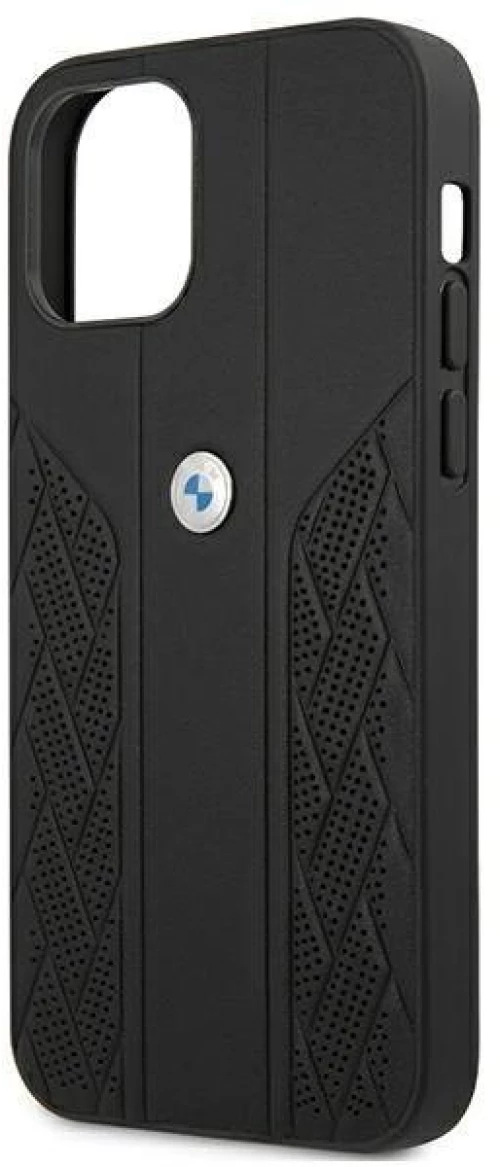 Case BMW BMHCP12LRSPPK iPhone 12 Pro Max 6.7 black / black hardcase Leather Curve Perforate