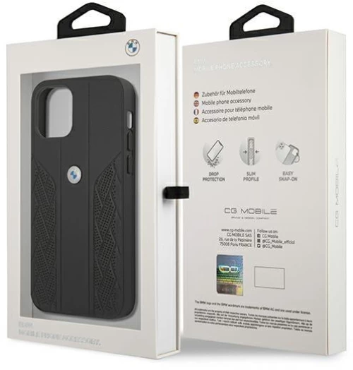 Case BMW BMHCP12LRSPPK iPhone 12 Pro Max 6.7 black / black hardcase Leather Curve Perforate