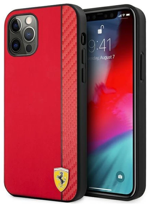 Ferrari FESAXHCP12LRE iPhone 12 Pro Max 6,7" red hardcase On Track Carbon Stripe