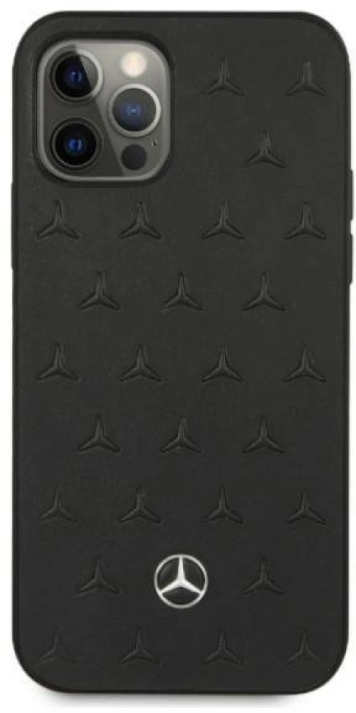 Mercedes MEHCP12LPSQBK iPhone 12 Pro Max 6,7" black hardcase Leather Stars Pattern