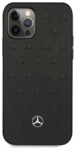 Mercedes MEHCP12LPSQBK iPhone 12 Pro Max 6,7" black hardcase Leather Stars Pattern