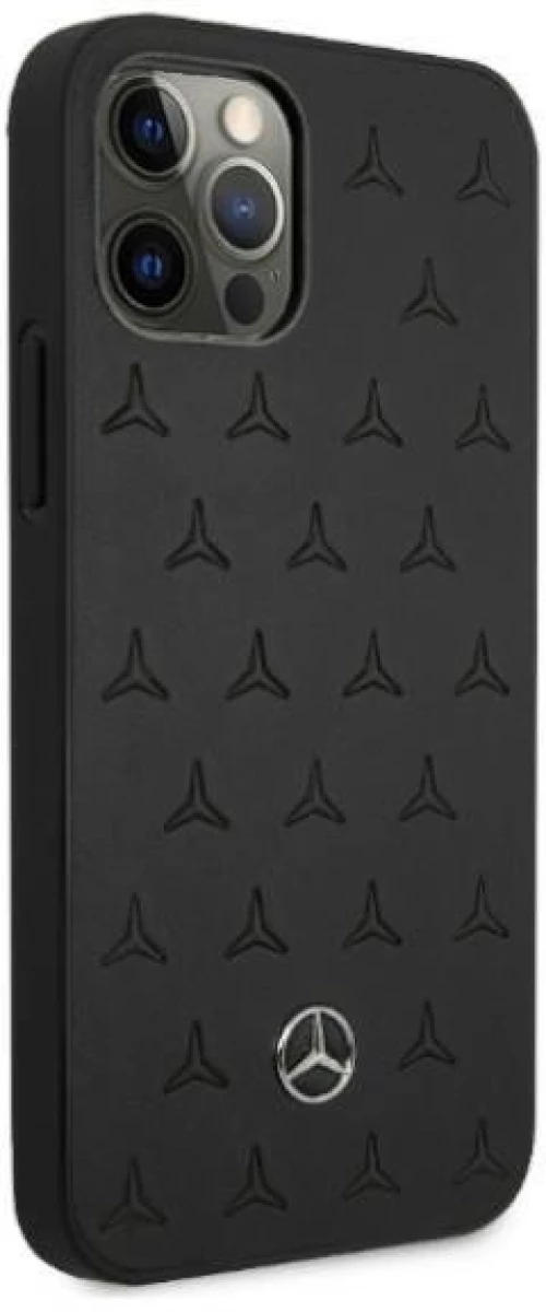 Mercedes MEHCP12LPSQBK iPhone 12 Pro Max 6,7" black hardcase Leather Stars Pattern