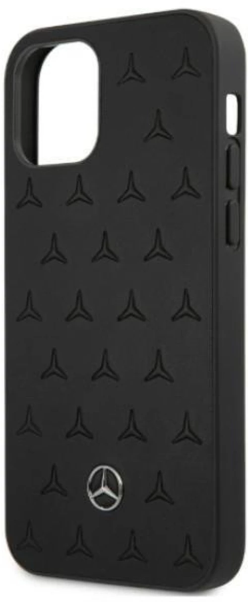 Mercedes MEHCP12LPSQBK iPhone 12 Pro Max 6,7" black hardcase Leather Stars Pattern