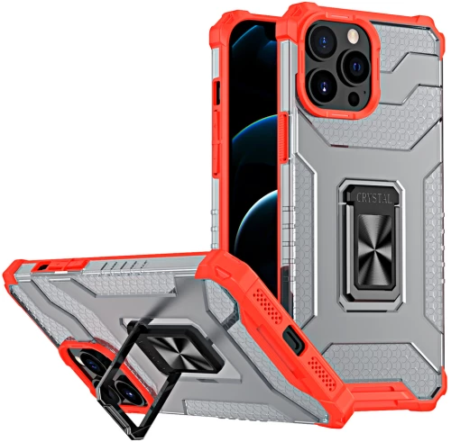Crystal Ring Case Kickstand Tough Rugged Cover for iPhone 12 Pro red