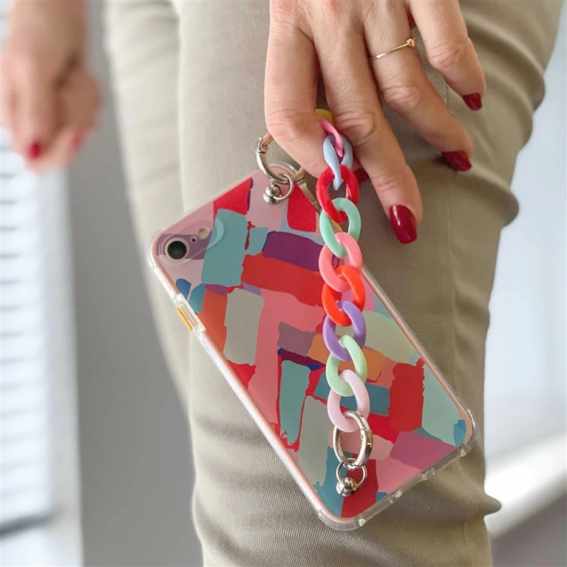 Color Chain Case gel flexible elastic case cover with a chain pendant for iPhone 13 mini multicolour  (3)