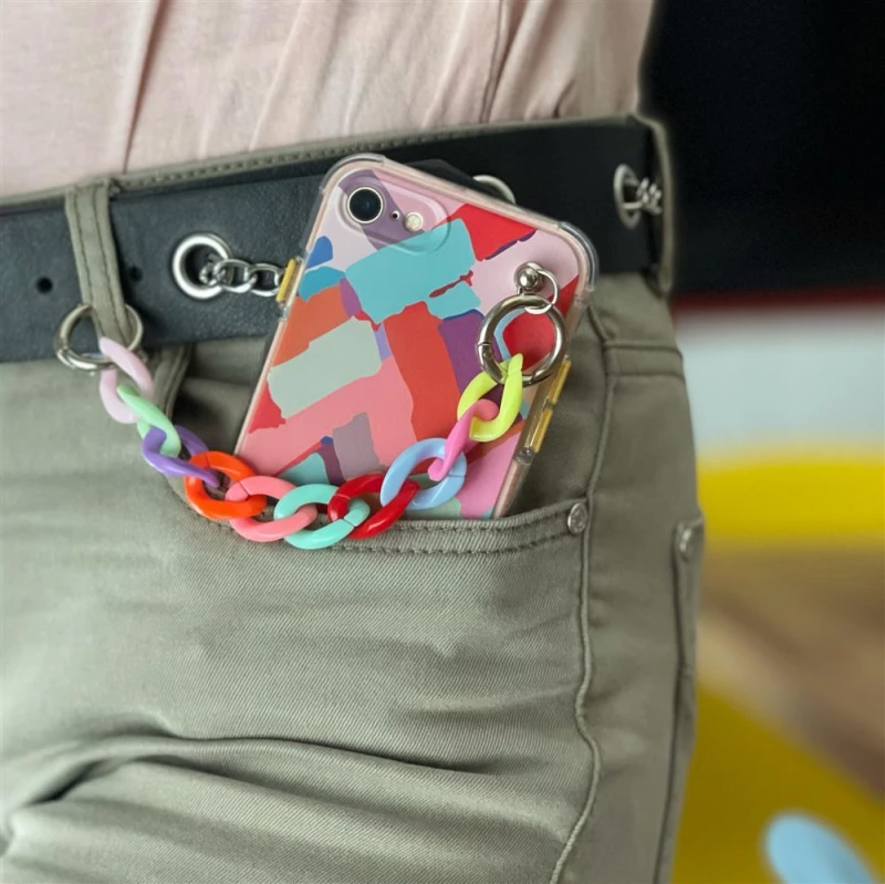Color Chain Case gel flexible elastic case cover with a chain pendant for Xiaomi Redmi Note 10 / Redmi Note 10S multicolour  (1)