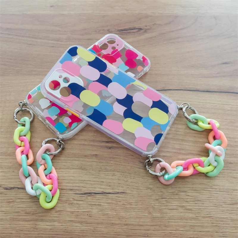 Color Chain Case gel flexible elastic case cover with a chain pendant for Xiaomi Redmi Note 10 / Redmi Note 10S multicolour  (1)
