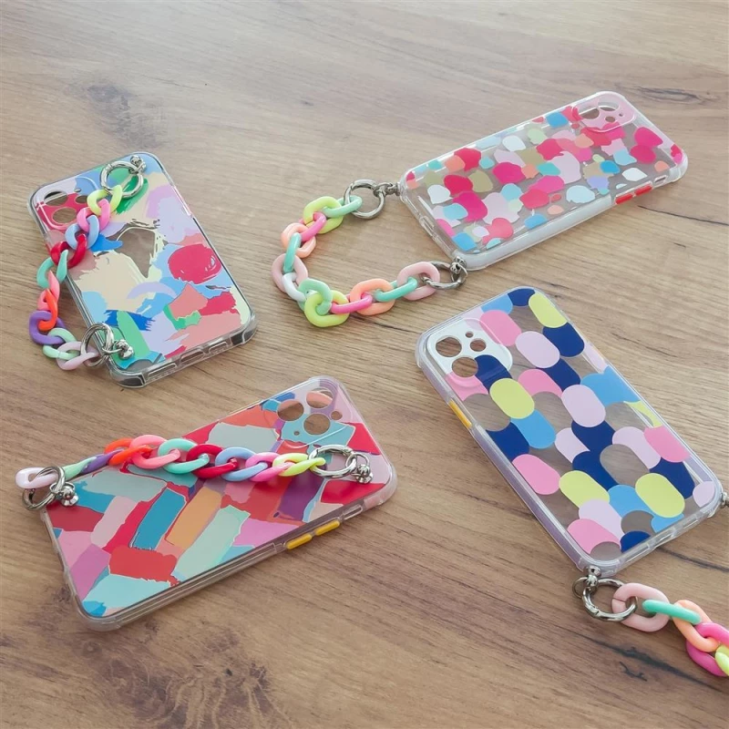 Color Chain Case gel flexible elastic case cover with a chain pendant for Xiaomi Redmi Note 10 / Redmi Note 10S multicolour  (1)