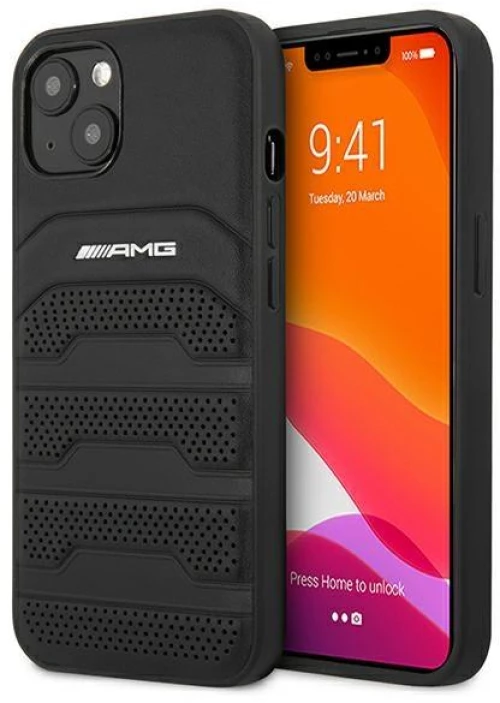 AMG AMHCP13SGSEBK iPhone 13 mini 5,4 black / black hardcase Leather Debossed Lines