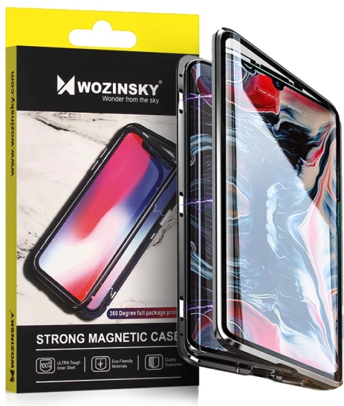 Wozinsky Full Magnetic Case Full Body Front and Back Cover with built-in glass for Samsung Galaxy A72 4G black-transparent