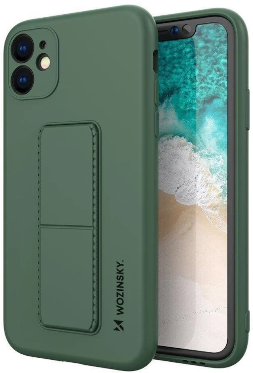 Wozinsky Kickstand Case Silicone Stand Cover for Samsung Galaxy A22 4G Dark Green