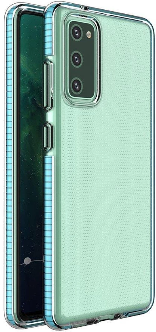 Spring Case clear TPU gel protective cover with colorful frame for Samsung Galaxy A72 4G light blue