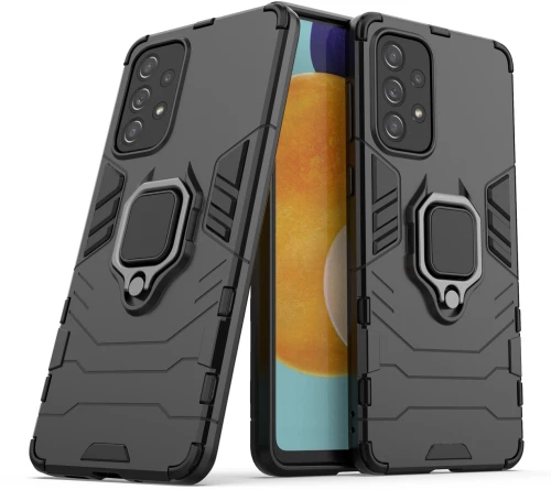 Ring Armor tough hybrid case cover + magnetic holder for Samsung Galaxy A73 black