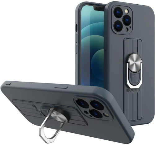 Ring Case Silicone Case with Finger Grip and Stand for Samsung Galaxy A33 5G Blue