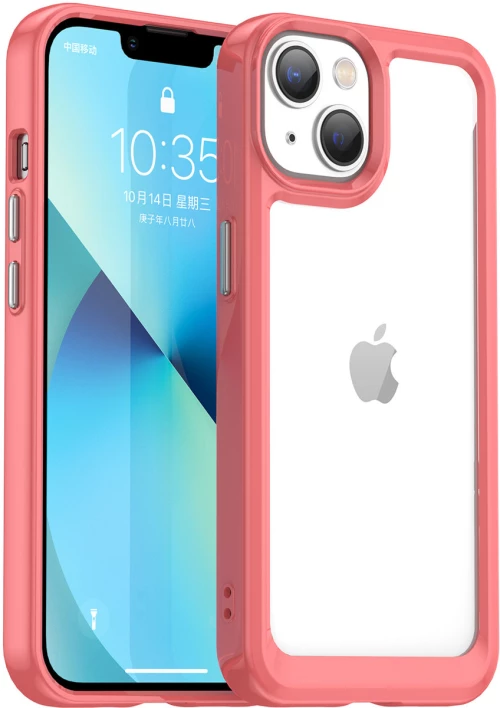 Outer Space Case iPhone 14 Plus hard cover with a gel frame red