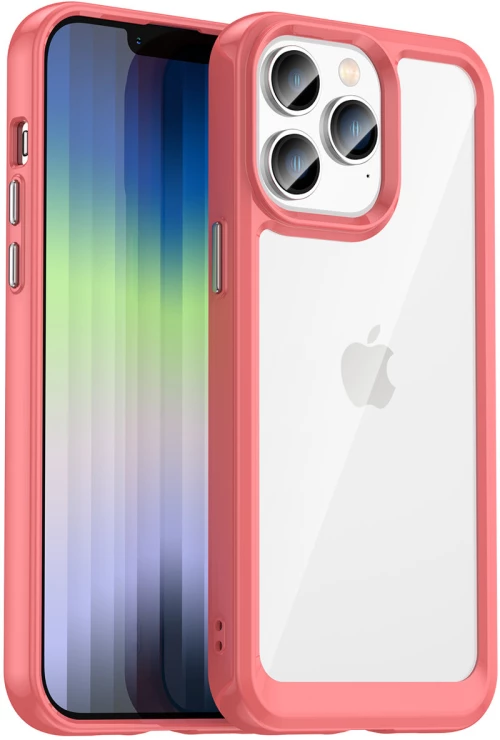 Outer Space Case iPhone 14 Pro Max hard cover with a gel frame red