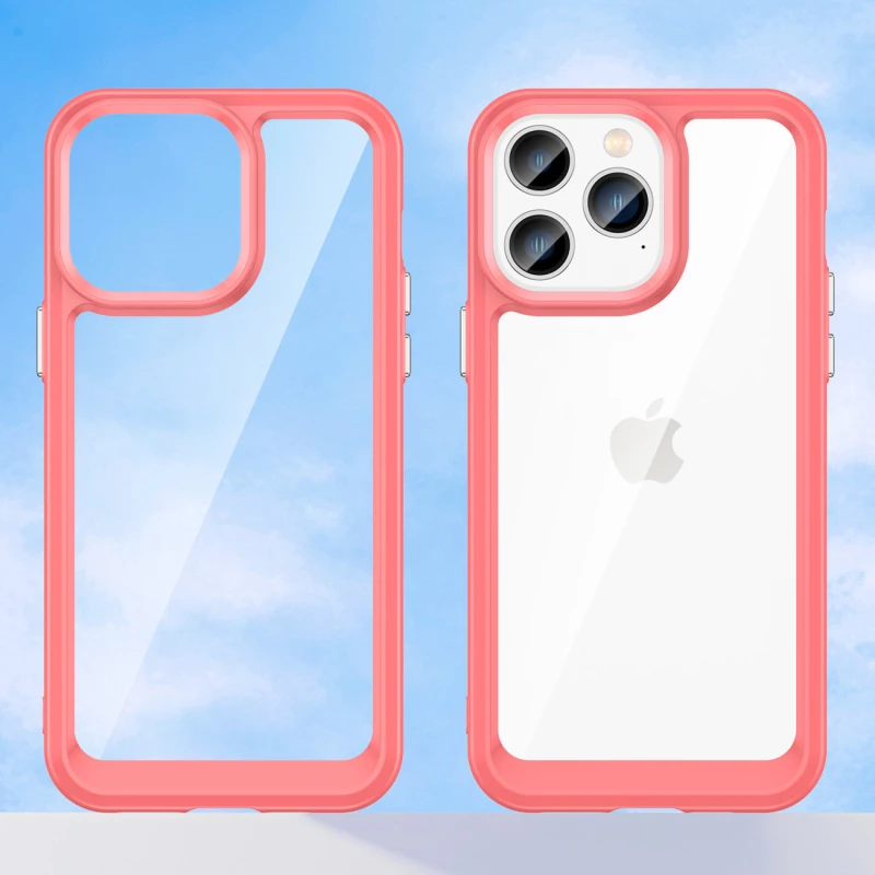Outer Space Case iPhone 14 Pro Max hard cover with a gel frame red