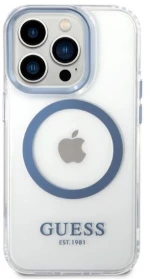 Guess GUHMP14XHTRMB iPhone 14 Pro Max 6.7" blue/blue hard case Metal Outline Magsafe