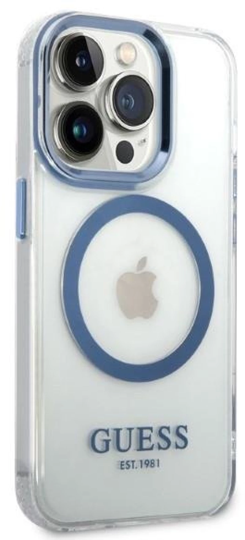 Guess GUHMP14XHTRMB iPhone 14 Pro Max 6.7" blue/blue hard case Metal Outline Magsafe