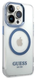 Guess GUHMP14XHTRMB iPhone 14 Pro Max 6.7" blue/blue hard case Metal Outline Magsafe
